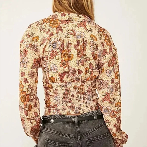 Free People I Got You Floral V-Neck Long Sleeve Top - Picture 3 of 9